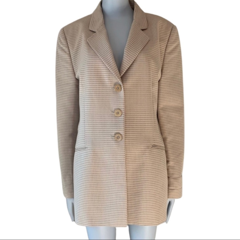 New ZANELLA Amanda Cotton Blend Woven Tan Blazer Made in Italy Career Tailored